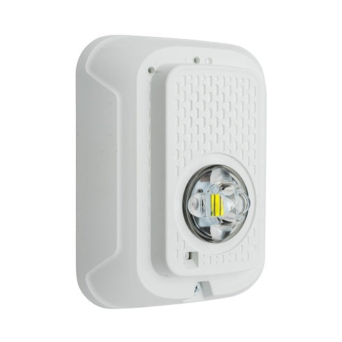 System Sensor SWLED-P fire alarm with LED indicator, mounted on wall, showcasing its sleek design and installation features.