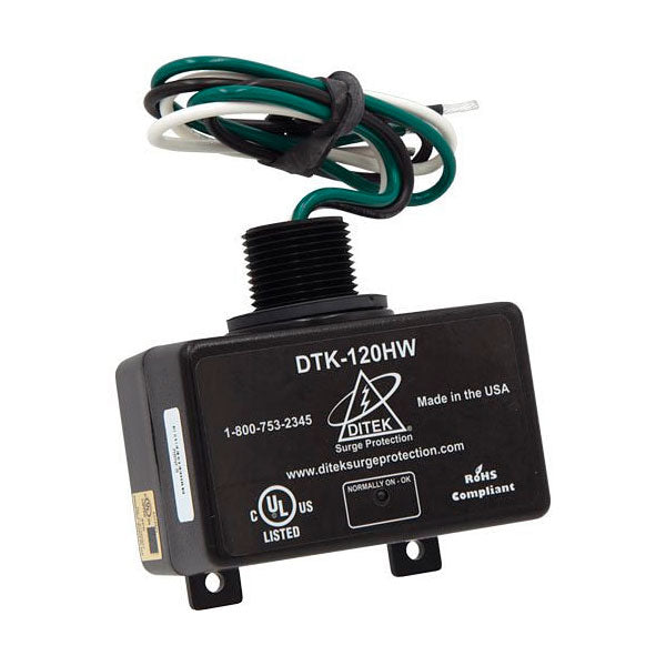Ditek DTK-120HW fire alarm surge protection device with 120VAC, 20A capacity, designed for reliable fire alarm system protection.