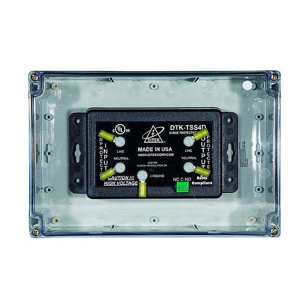 Ditek DTK-TSS4D fire alarm surge protector device with 120VAC, 54KA capacity, designed for fire alarm systems.