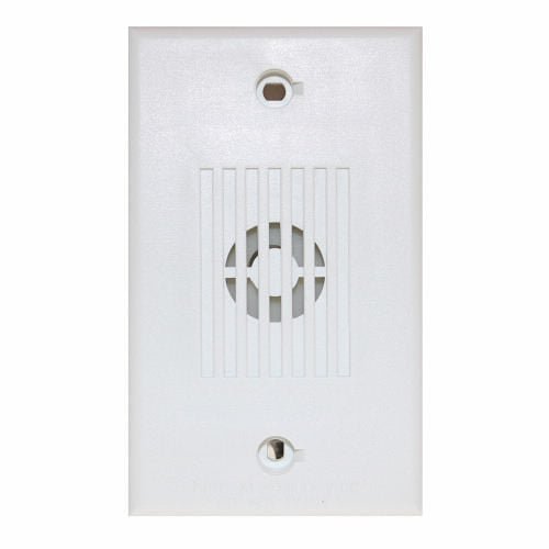 Eaton Wheelock MIZ-24S-W fire alarm horn, 24V mini wall mount, black, with mounting bracket and wiring connections.