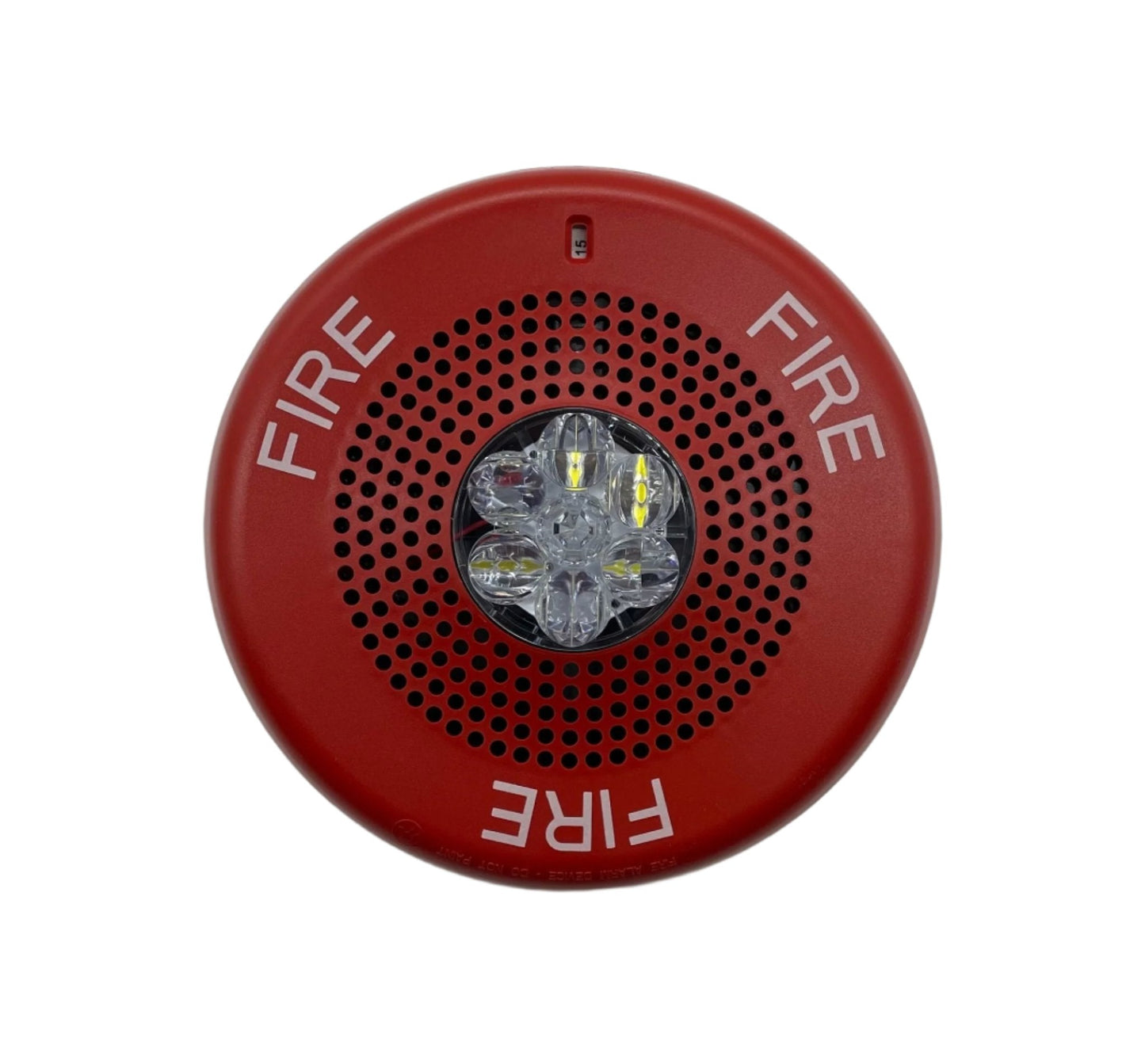 Eaton Wheelock ELSPSTRC fire alarm speaker-strobe unit with high-decibel sound and flashing strobe light for safety alert.