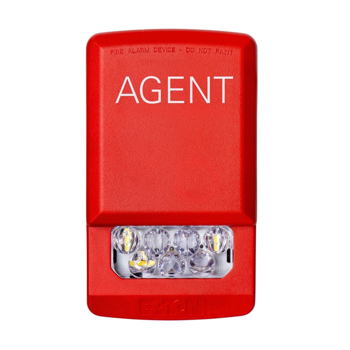 Eaton Wheelock ELSTR-A fire alarm strobe light, red LED wall-mounted visual alert device for safety and emergency notification.