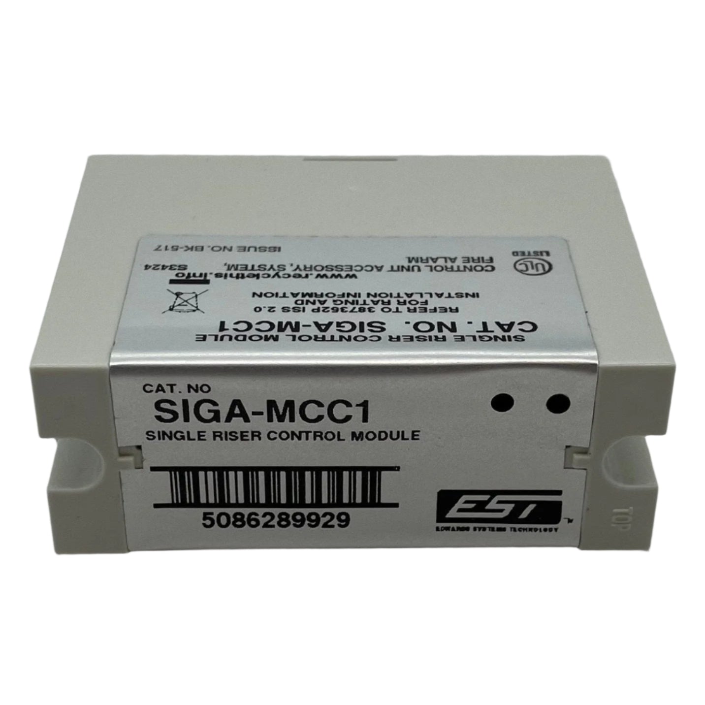 Edwards SIGA-MCC1 fire alarm control module with single riser input, used in Edwards fire alarm systems.