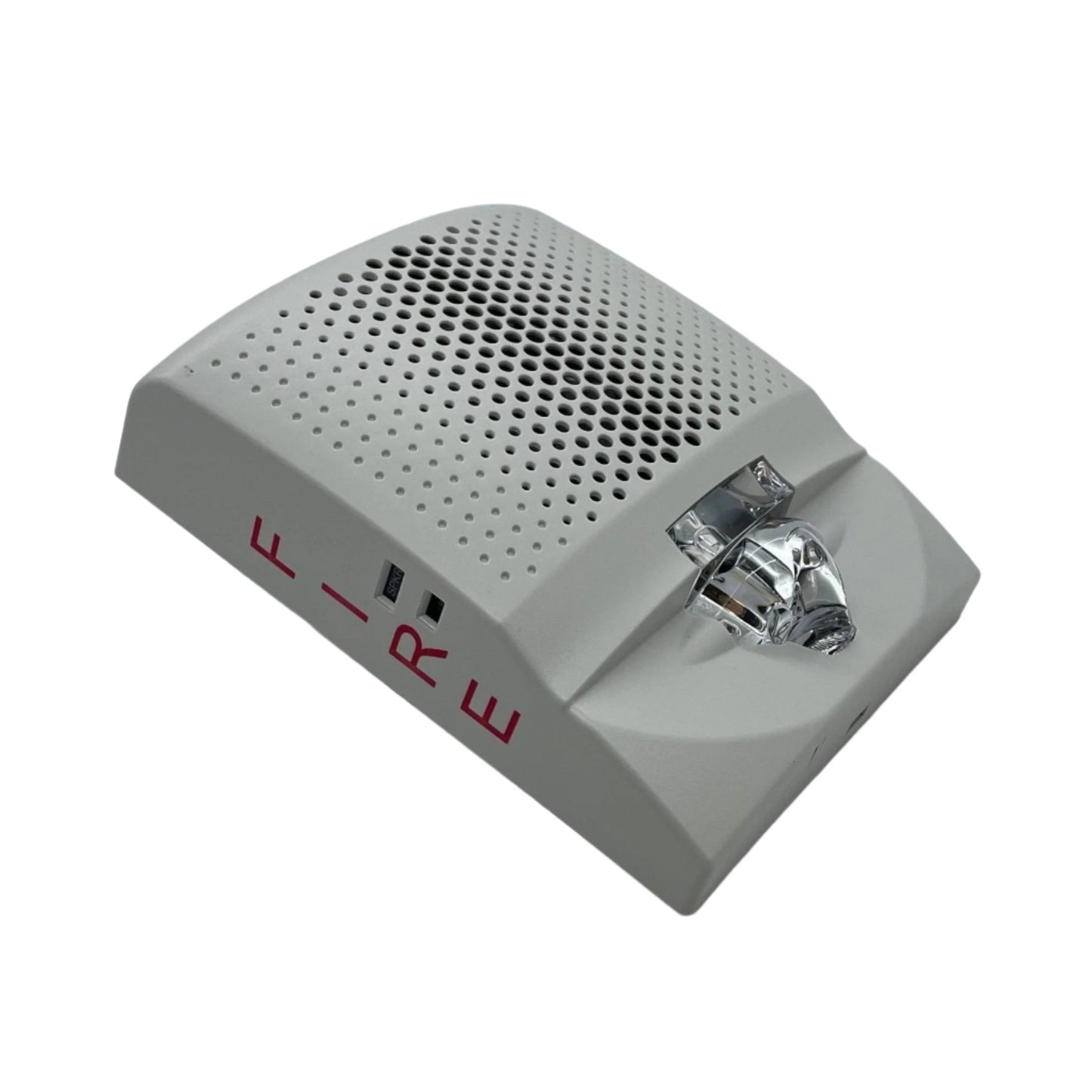 Edwards G4SVWF fire alarm with speaker and strobe light for emergency alerting.