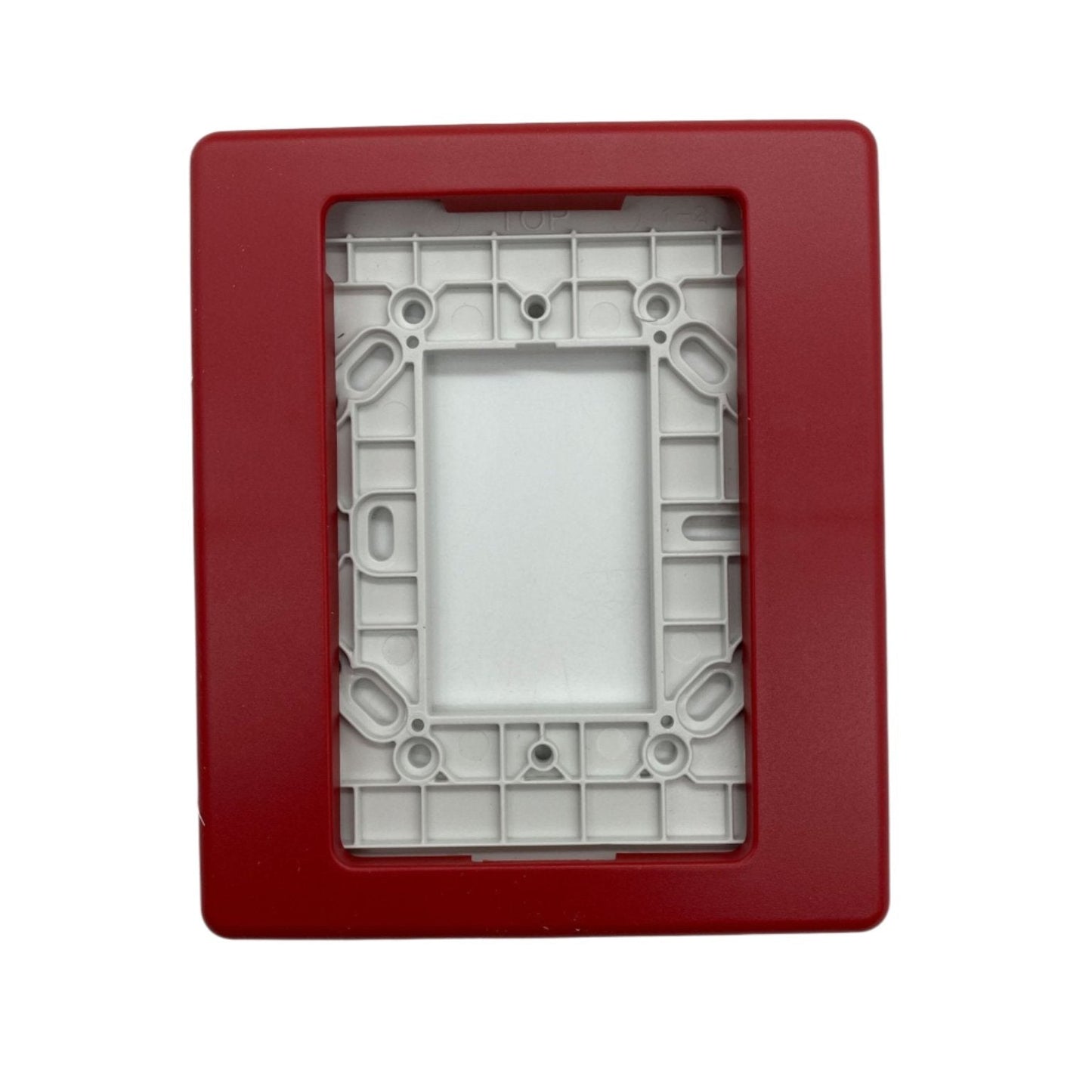 Edwards G1TR fire alarm wall trim plate with white finish, designed for Edwards fire alarm system installation.