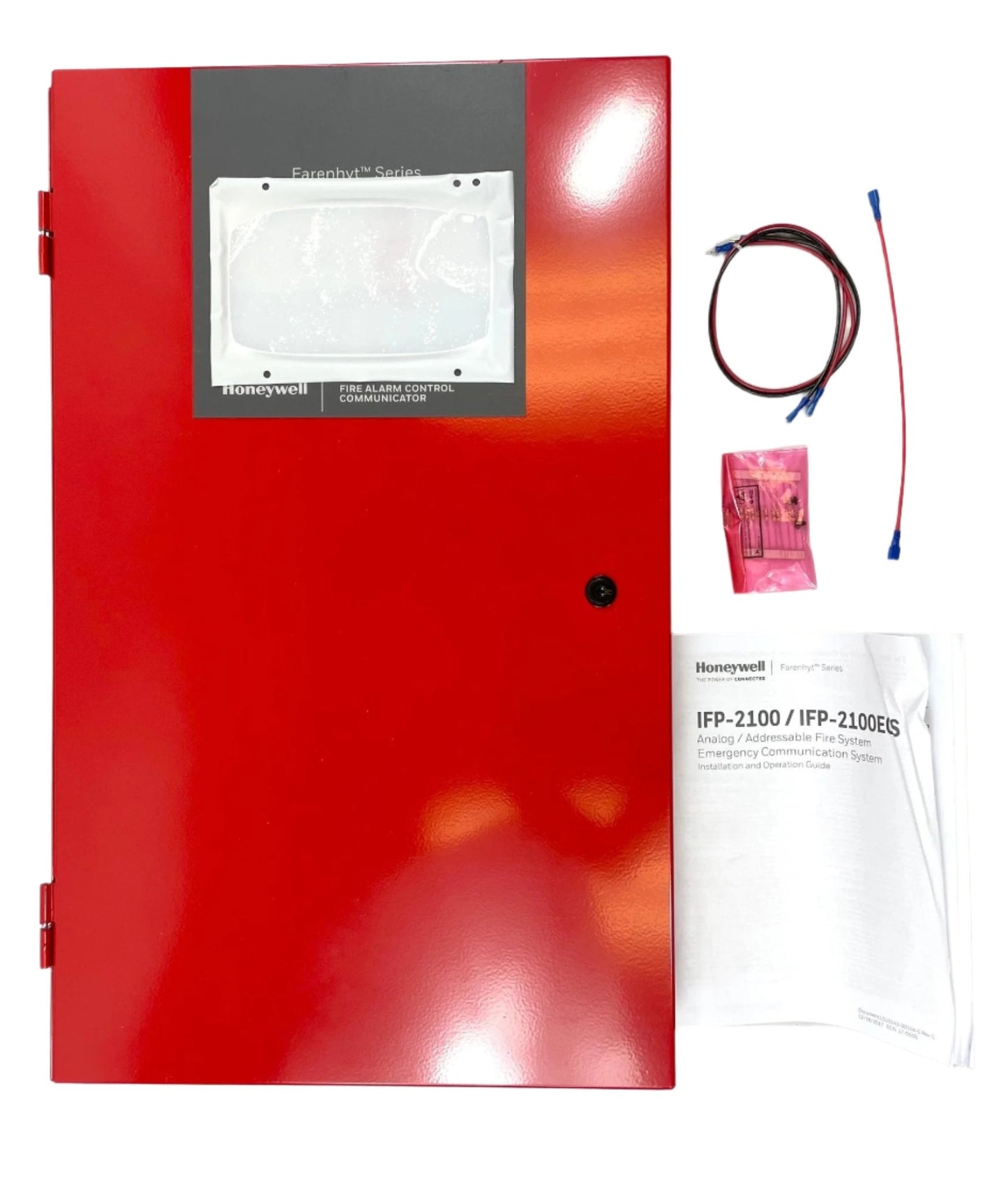 Farenhyt IFP-2100HV intelligent fire alarm control panel with digital display and control buttons, mounted on a wall.