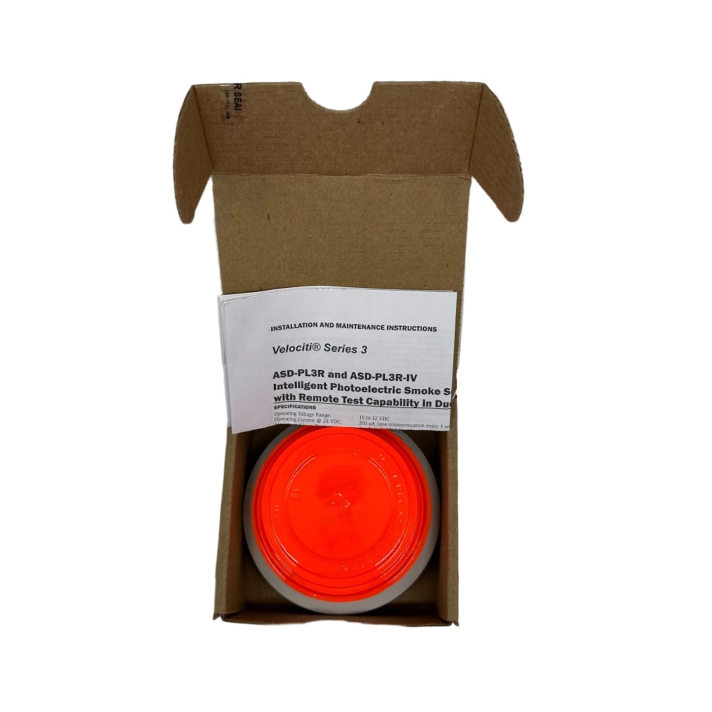 Gamewell-FCI ASD-PL3R smoke detector, photoelectric fire alarm sensor with remote test feature, used for fire safety systems
