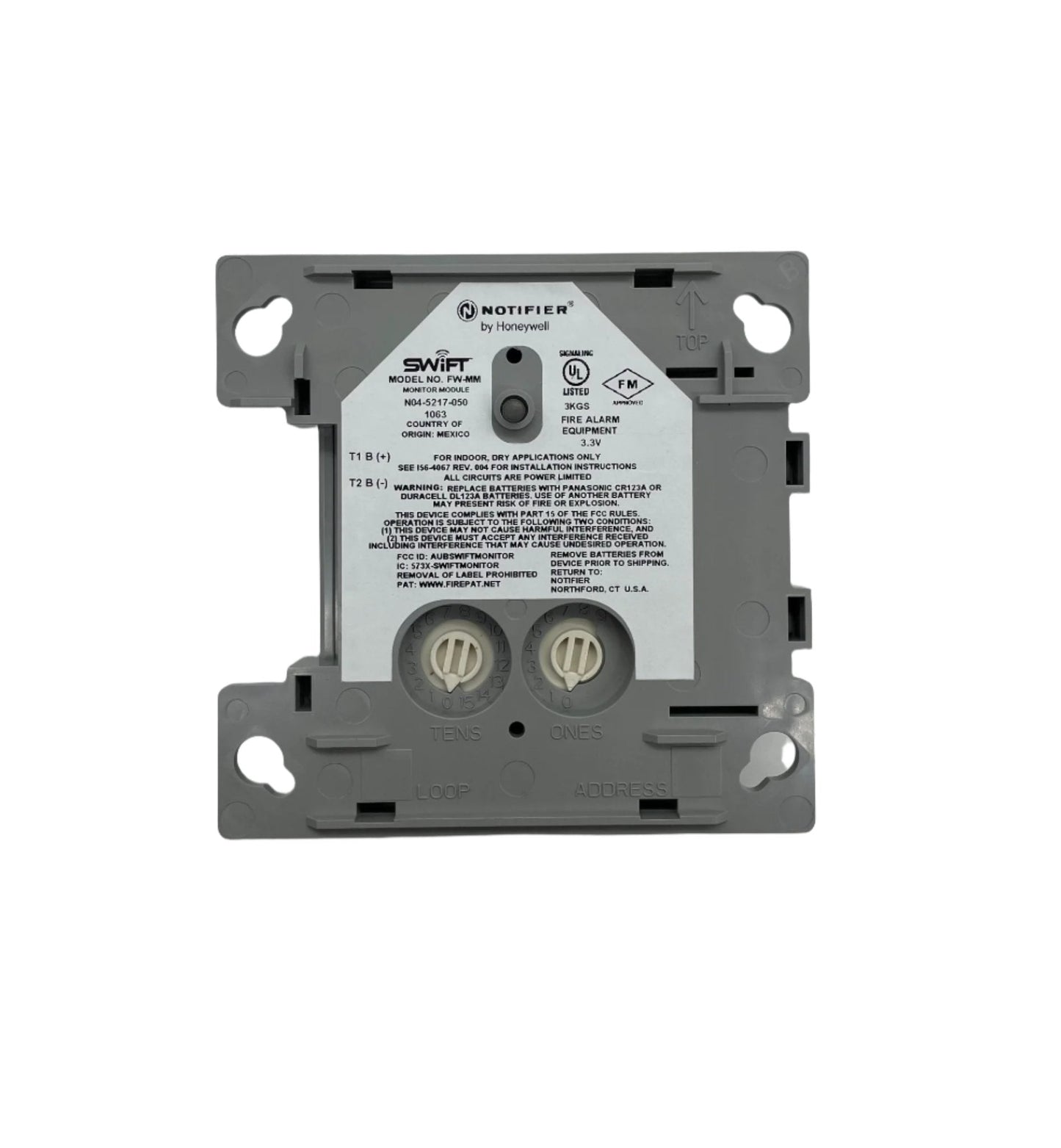 Notifier FW-MM FireWatcher maintenance module for fire alarm systems, wireless addressable monitor module device.
