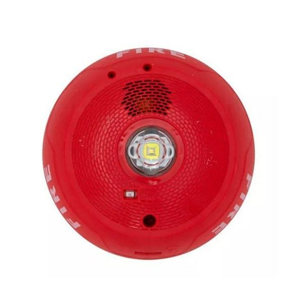 System Sensor PC2RLED fire alarm horn strobe with red light, designed for alert and emergency notification in fire safety systems.
