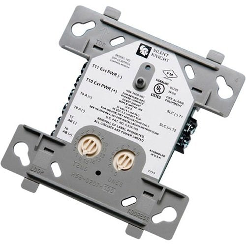 Silent Knight SK-CONTROL addressable notification module for fire alarm systems, showing control panel and wiring connections.