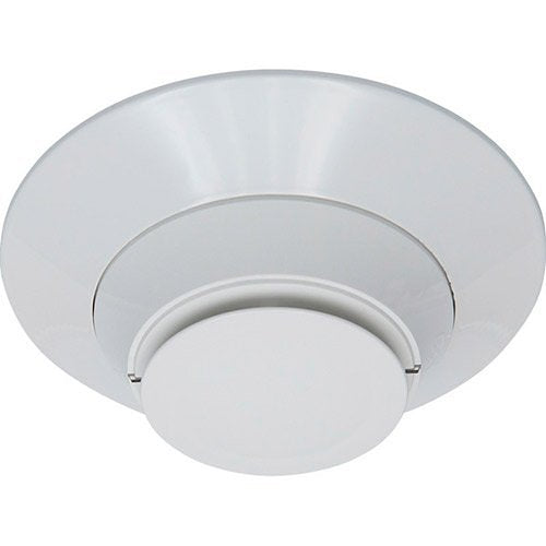 Fire-Lite SD365 photoelectric smoke detector with digital display, mounted on ceiling, used for fire safety and alarm systems.
