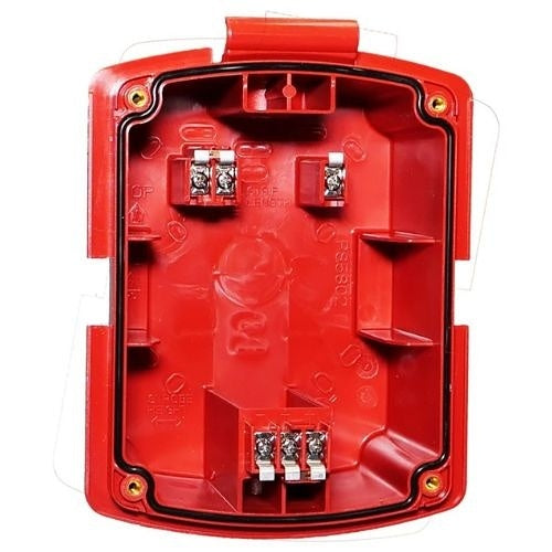 Eaton Wheelock EL4XBB-R NEMA 4X red surface backbox for fire alarm systems, weather-resistant and durable.