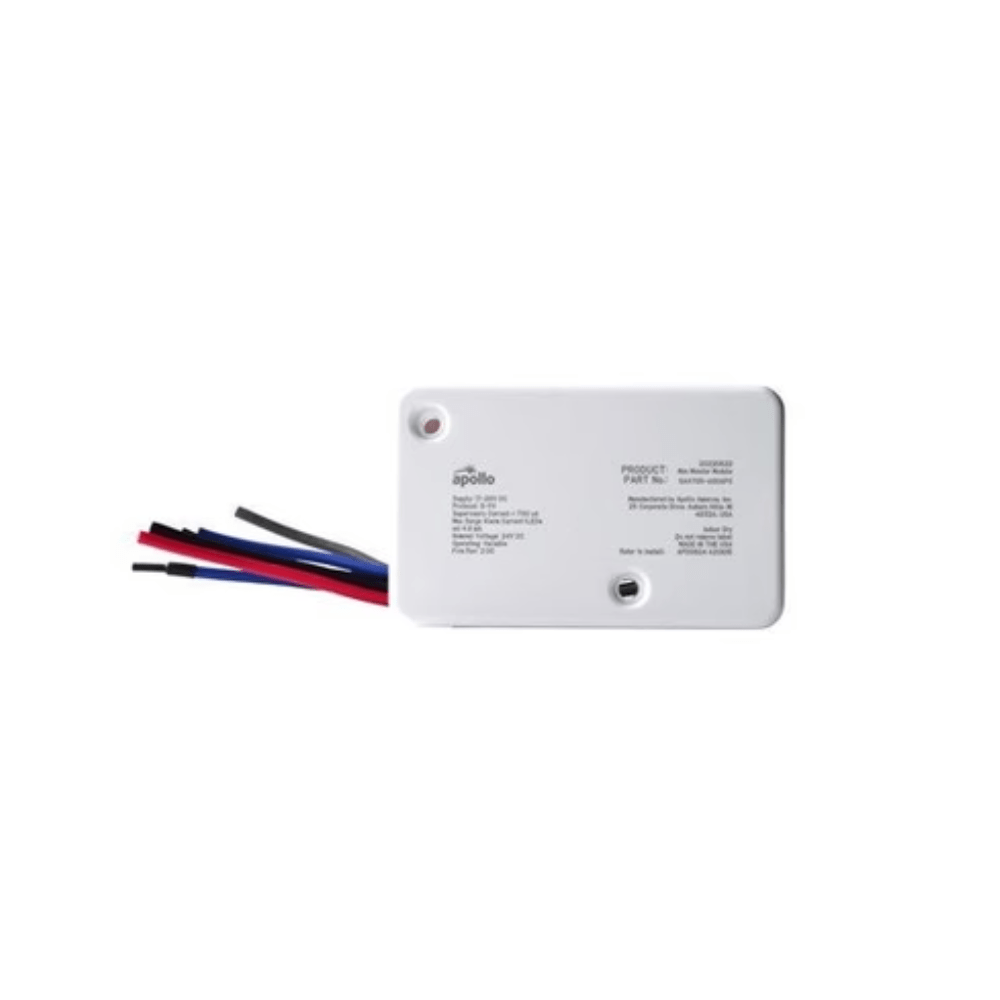 Apollo Soteria UL Mini Switch Monitor Module for fire alarms, compact black device with mounting features.