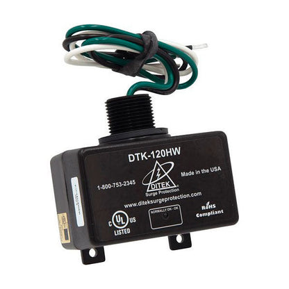 Ditek DTK-120HW fire alarm surge protection device with 120VAC, 20A capacity, designed for reliable fire alarm system protection.