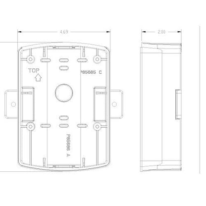 Eaton Wheelock ELSPKBB-W fire alarm surface backbox with LED speaker for ceiling installation, mounted on a wall.