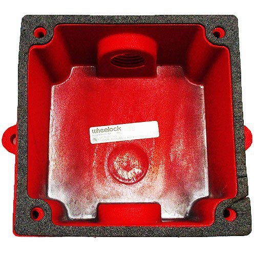 Eaton Wheelock WBB-R fire alarm waterproof back box in red, designed for secure electrical installations.