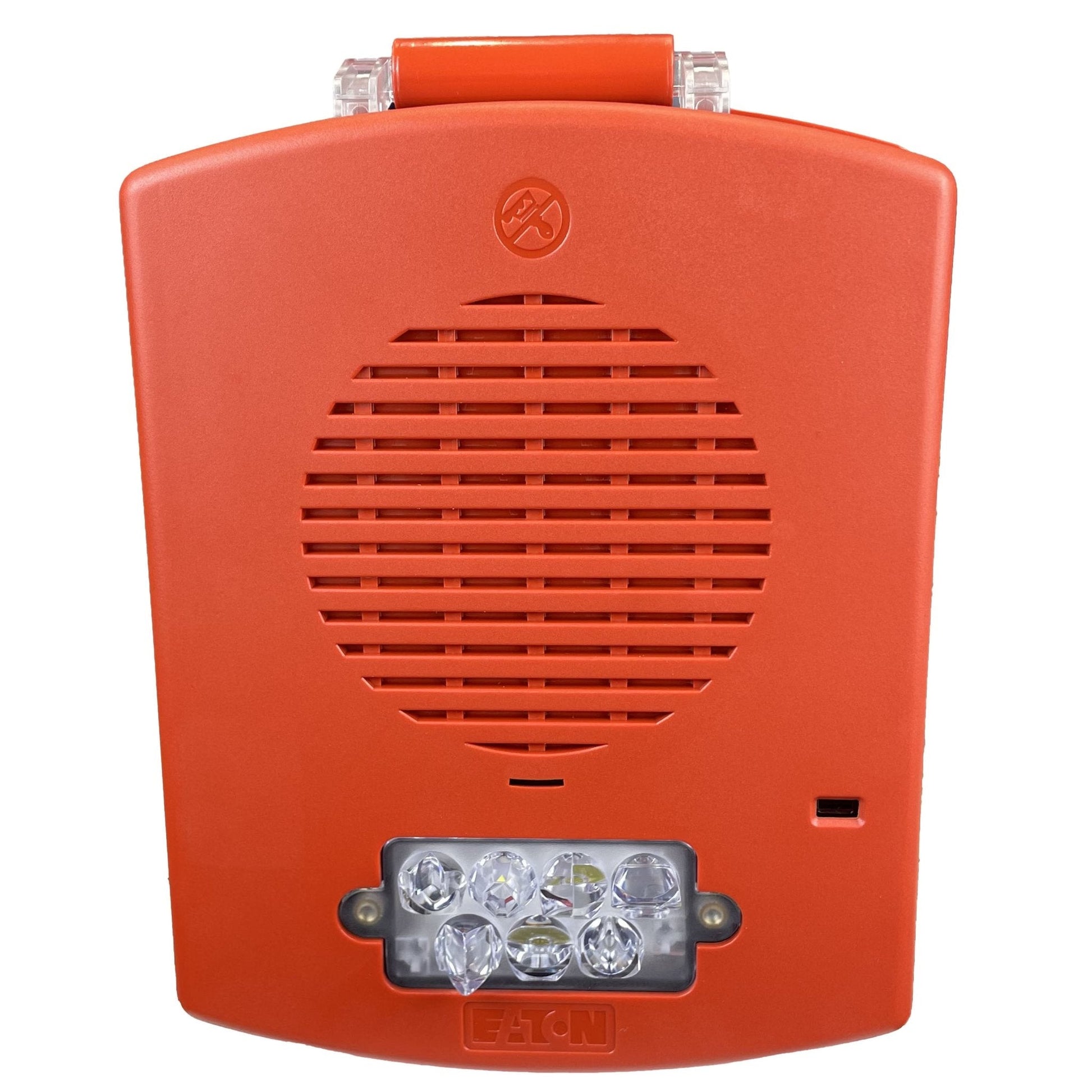 Eaton Wheelock EL3RHS-FR fire alarm horn strobe with NEMA 3R enclosure, visible horn and strobe light for emergency signaling.