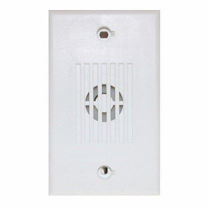 Eaton Wheelock MIZ-24S-W fire alarm horn, 24V mini wall mount, black, with mounting bracket and wiring connections.