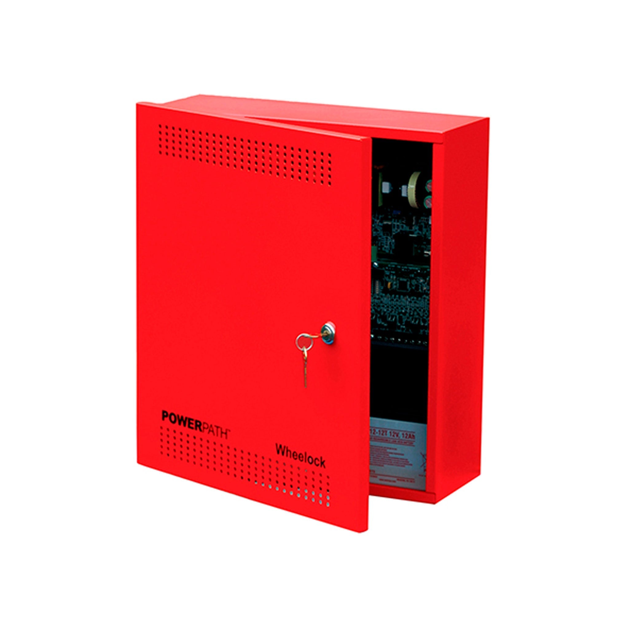Eaton Wheelock PS-8-LP fire alarm power supply with compact design and multiple connection ports for reliable fire safety systems.