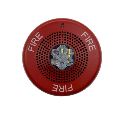 Eaton Wheelock ELSPSTRC fire alarm speaker-strobe unit with high-decibel sound and flashing strobe light for safety alert.