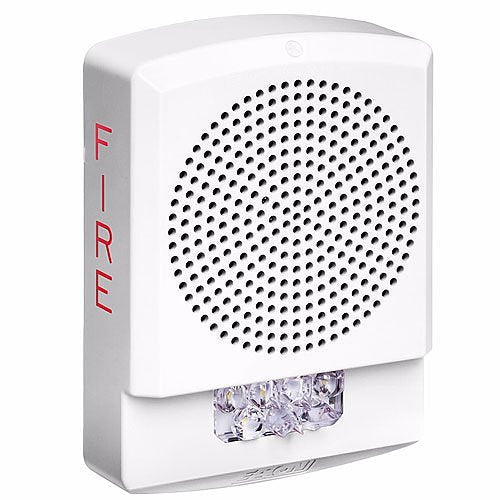 Eaton Wheelock ELSPSTW fire alarm speaker and strobe light with LED high-fidelity audio and visual alert system.