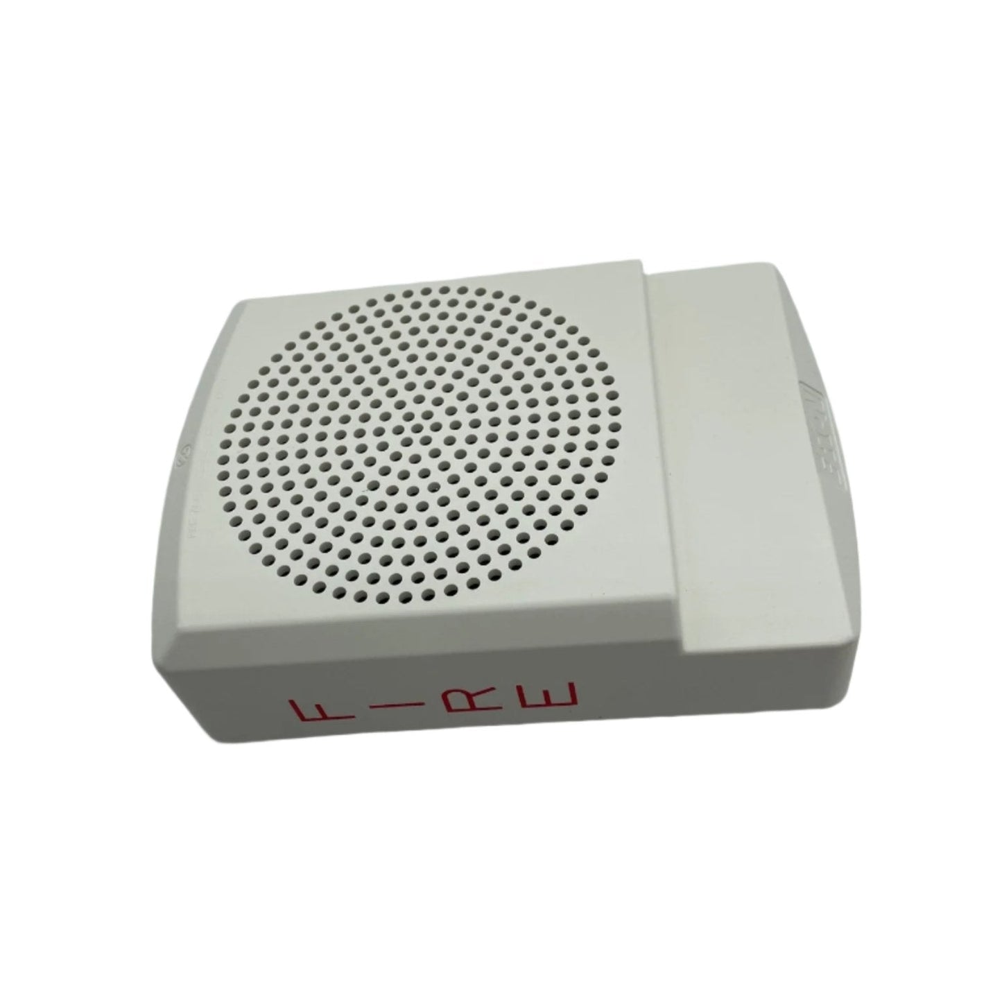 Eaton Wheelock ELSPKW fire alarm speaker, high-fidelity speaker mounted on a wall for emergency alert sound.