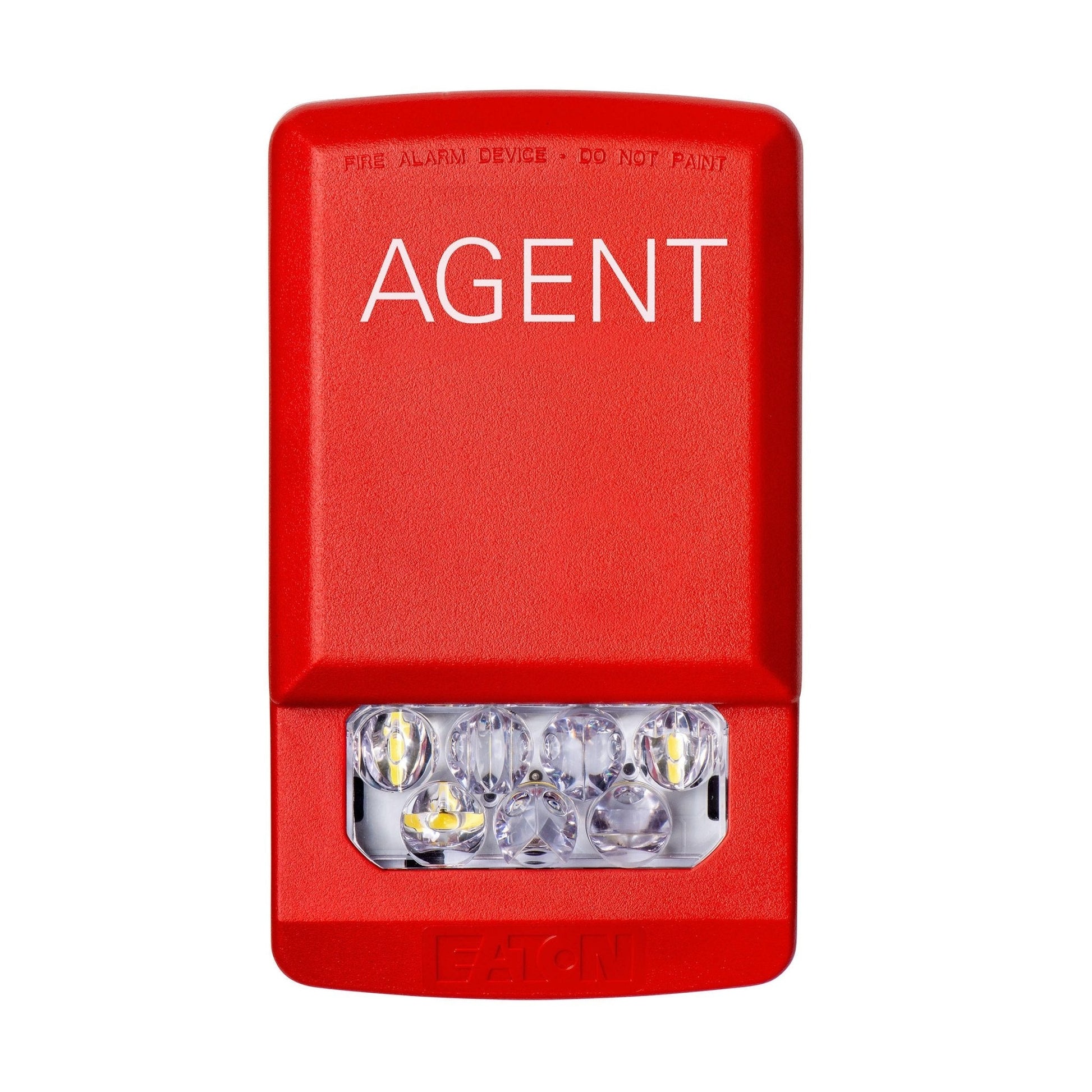 Eaton Wheelock ELSTR-A fire alarm strobe light, red LED wall-mounted visual alert device for safety and emergency notification.