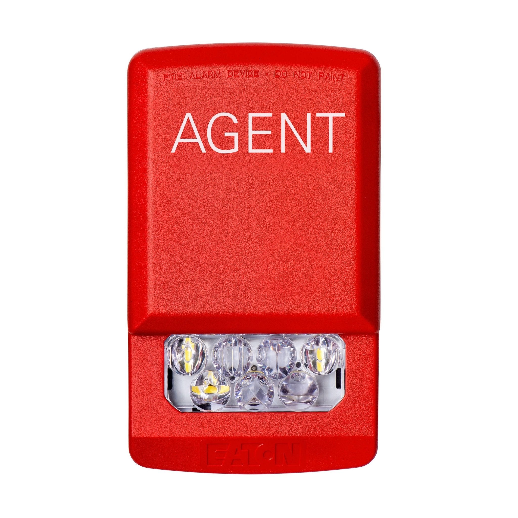 Eaton Wheelock ELSTR-A fire alarm strobe light, red LED wall-mounted visual alert device for safety and emergency notification.