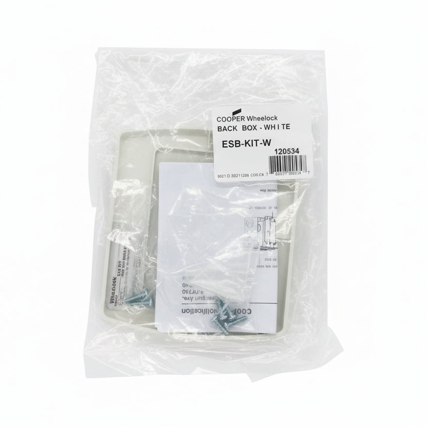 Eaton Wheelock ESB-KIT-W fire alarm trim kit in white with mounting hardware for Eaton Wheelock fire alarm systems