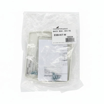 Eaton Wheelock ESB-KIT-W fire alarm trim kit in white with mounting hardware for Eaton Wheelock fire alarm systems