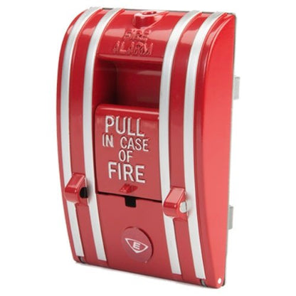 Edwards SIGA-270 fire alarm pull station with single-action design, mounted on a wall for emergency fire alerts