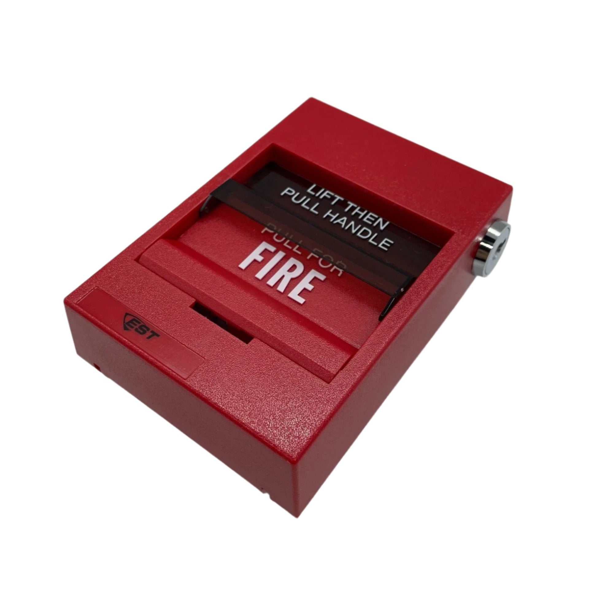 Edwards SIGA-278 double-action fire alarm pull station with red metal casing and clear instructions for manual activation.