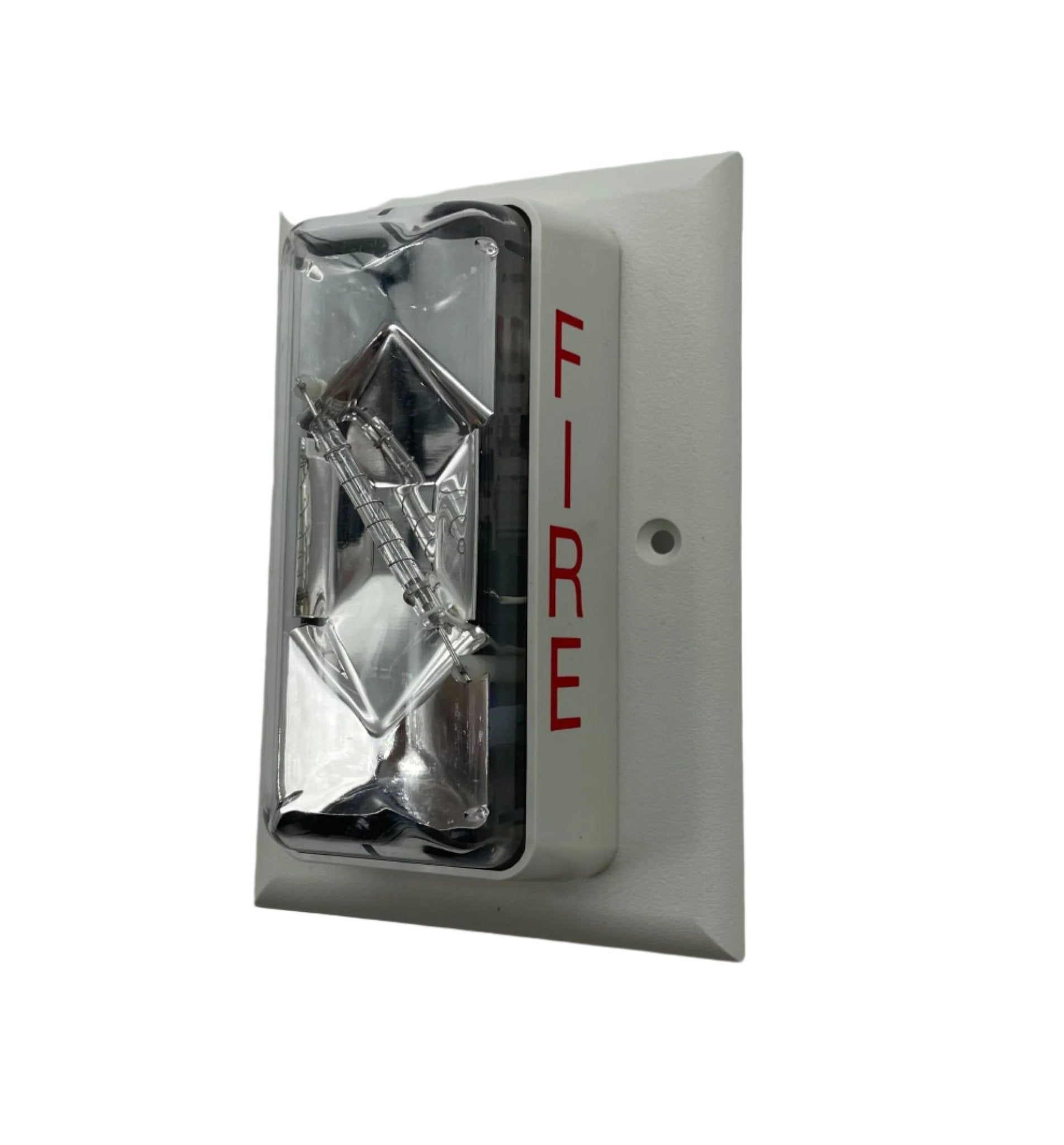 Edwards 203-8A-TW fire alarm strobe light with a 110 candela brightness, mounted on a wall for emergency alert signaling