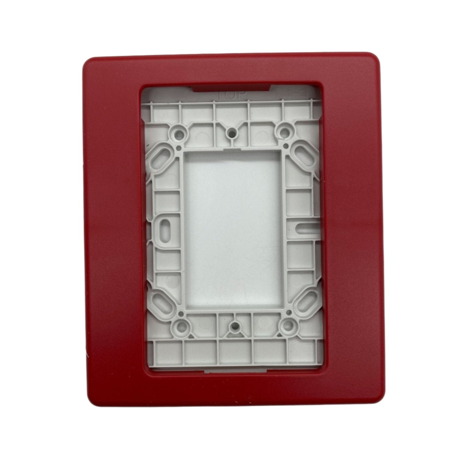 Edwards G1TR fire alarm wall trim plate with white finish, designed for Edwards fire alarm system installation.
