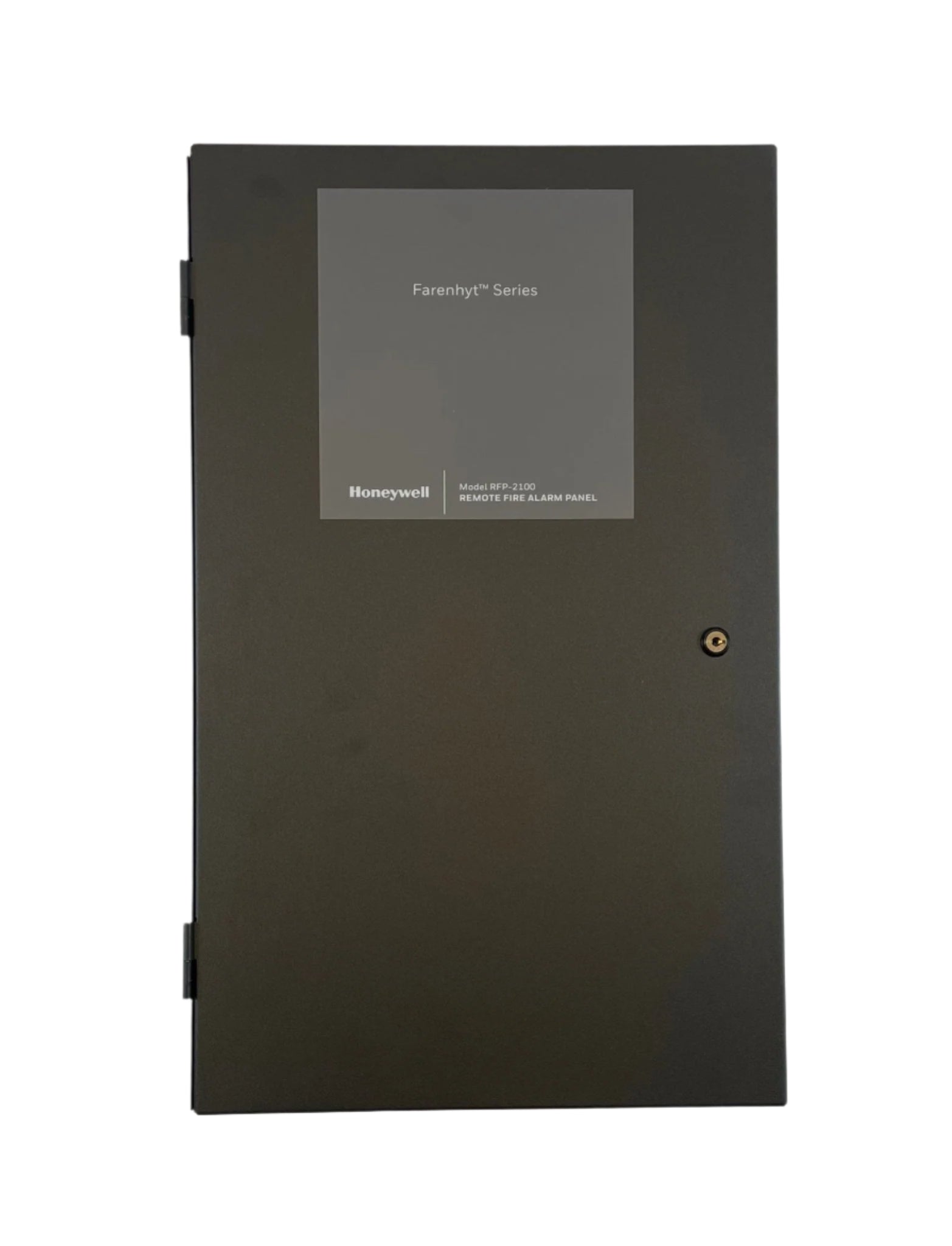 Farenhyt RFP-2100HVB intelligent fire alarm control panel in black with digital display and control buttons.