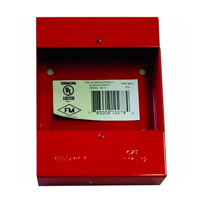 System Sensor SB-10 fire alarm surface mount backbox shown in black with mounting holes