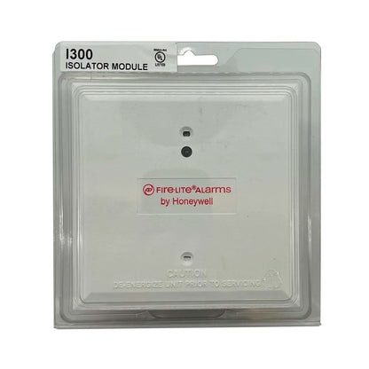 Fire-Lite I300 fire alarm isolator module showing circuit connections and device details.