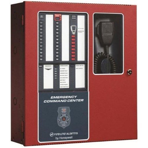Fire-Lite ECC-LOC fire alarm local operator console with control panel and voice system components.