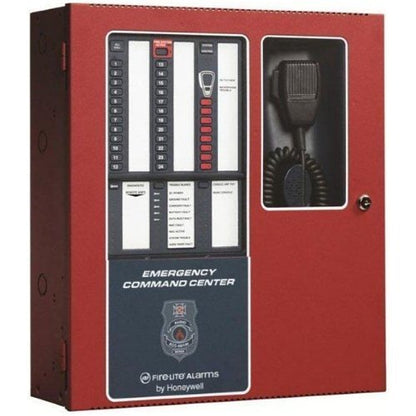 Fire-Lite ECC-LOC fire alarm local operator console with control panel and voice system components.