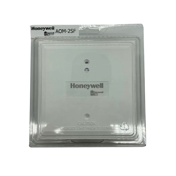Gamewell-FCI AOM-2SF addressable control module for fire alarm systems, shown in a close-up image with connection ports.