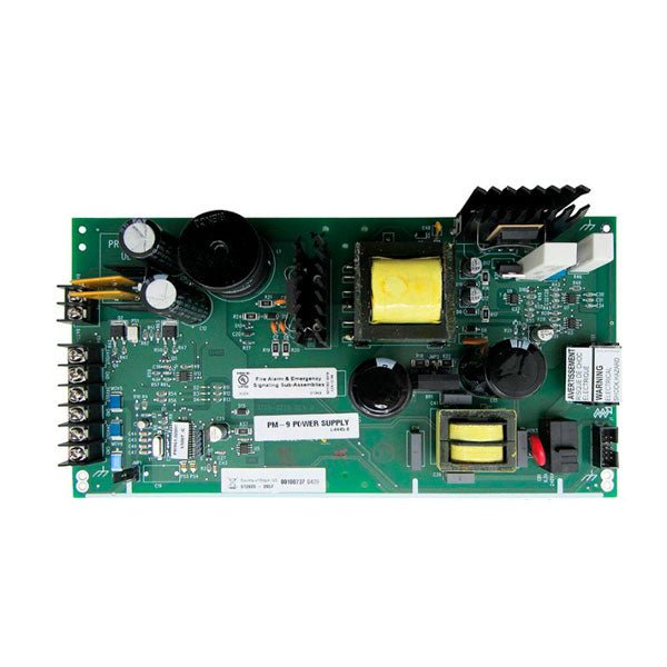 Gamewell-FCI PM-9 fire alarm power supply unit, 120VAC, 60Hz, designed for reliable fire alarm system operation.