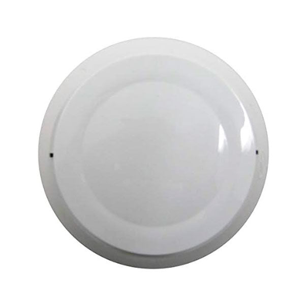 Gamewell-FCI ASD-PL3 photoelectric smoke detector in white, showing the sensor's compact design and mounting features.