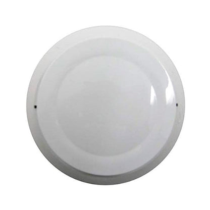 Gamewell-FCI ASD-PL3 photoelectric smoke detector in white, showing the sensor's compact design and mounting features.