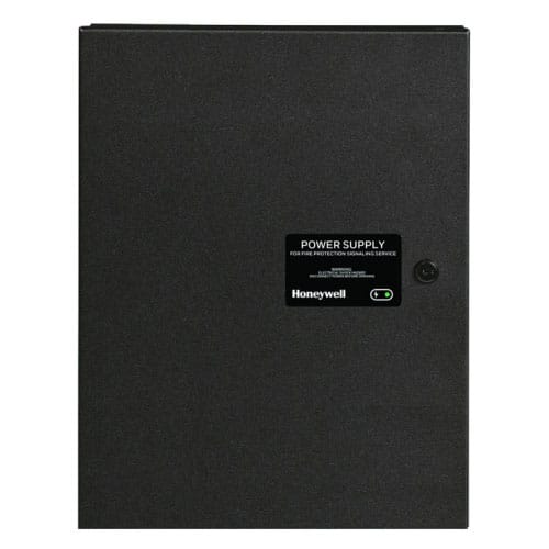 Honeywell HPF-PS10B 10A 120V remote charger power supply in black, showing the compact rectangular unit with input and output ports.