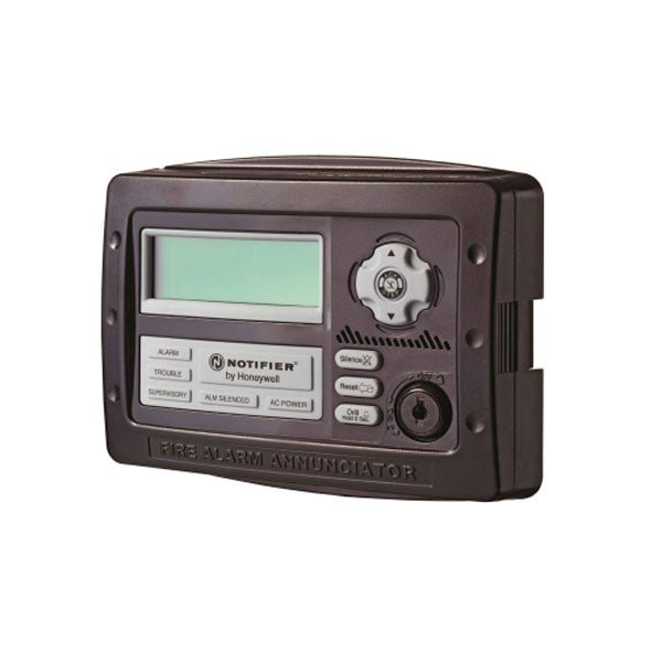 Notifier N-ANN-80 80-zone LED fire alarm annunciator displaying zone status and system indicators on a black background.