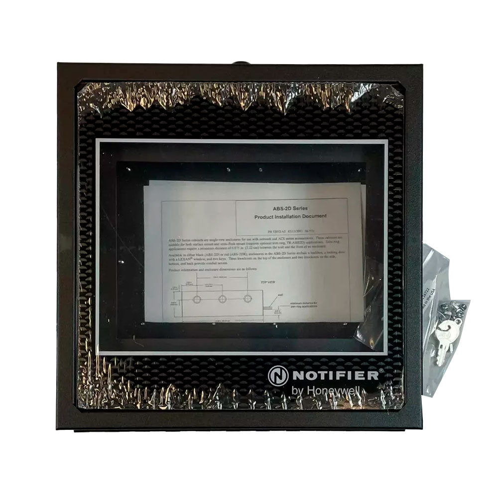 Surface-mount backbox for Notifier ABS-2D fire alarm, shown in a neutral color with mounting holes for easy installation.