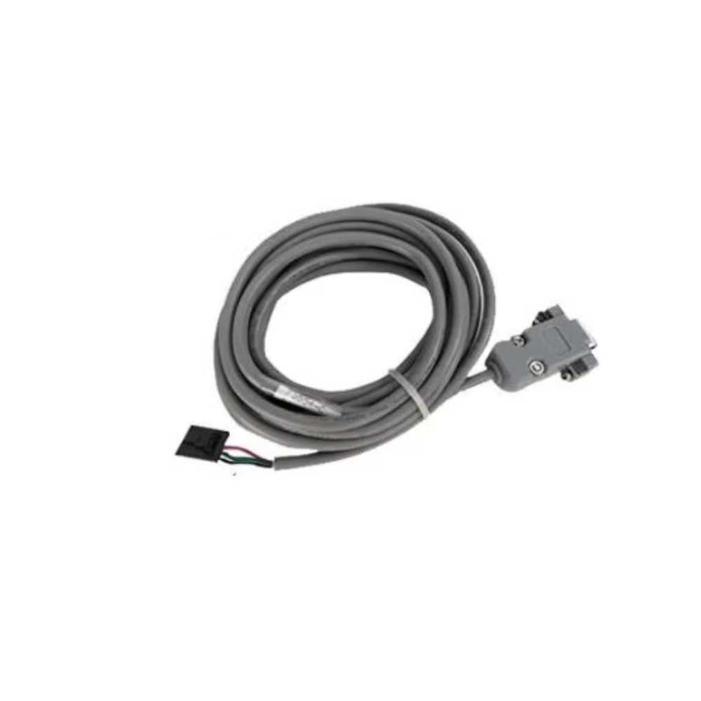 Notifier 75554 laptop to NUP port programming cable for fire alarm systems, shown connected to a laptop and fire alarm panel.