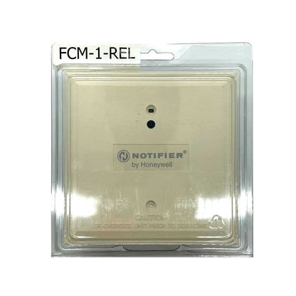 Notifier FCM-1-REL Releasing Control Module for fire alarm systems, shown in a close-up view with connectors and controls.
