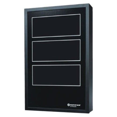 Notifier DR-C4 cabinet door assembly with red 4-row fire alarm door lock and key for fire alarm system.