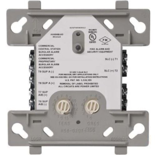 Notifier NDM-100 network display module showing dual monitor screens with indicator lights and connection ports.